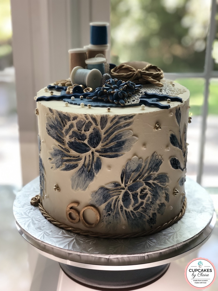 Blue Sewing Cake