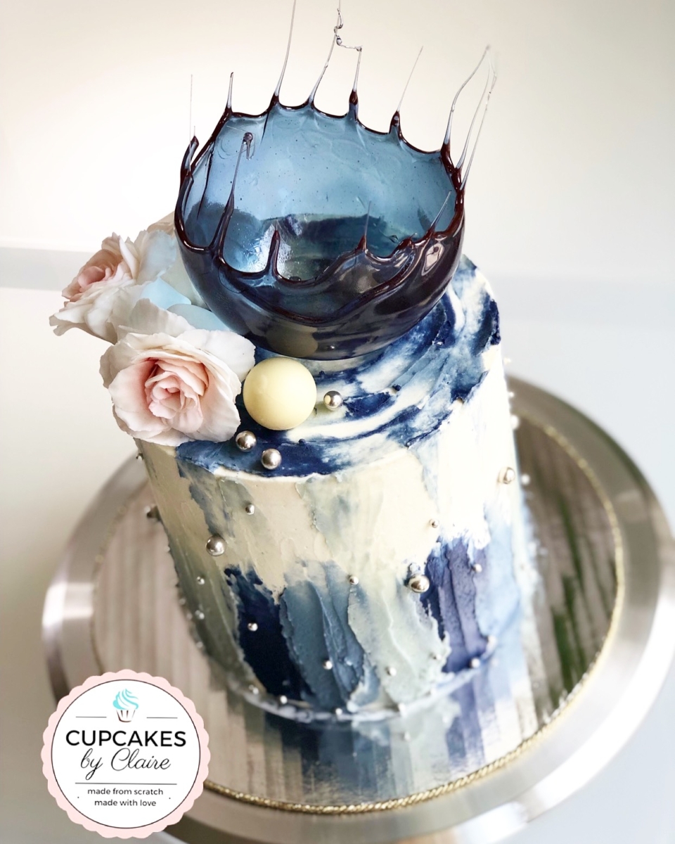 Blue Water Color Cake