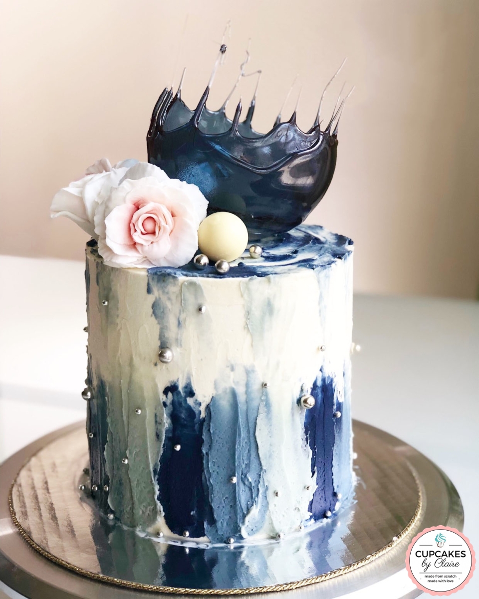 Blue Water Color Cake