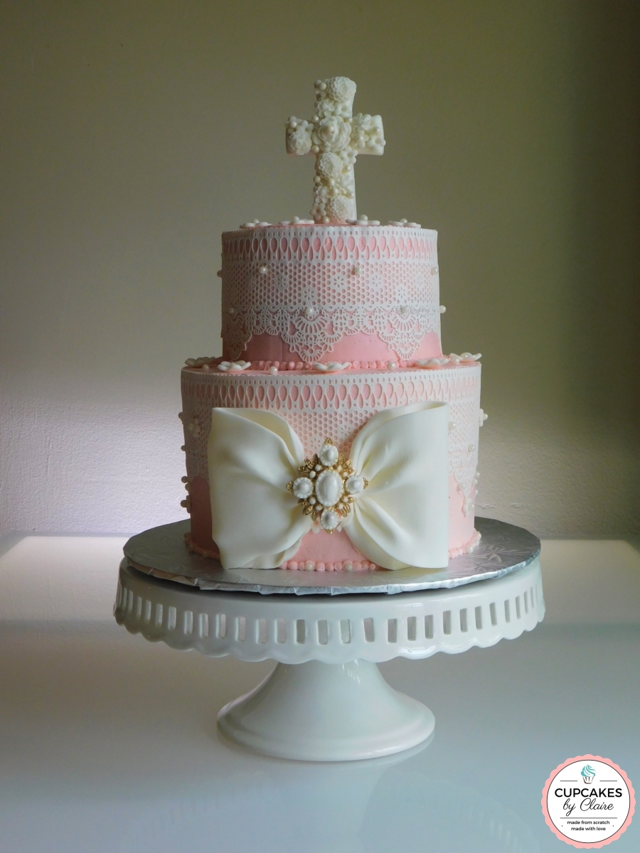 First Communion Cake Pink