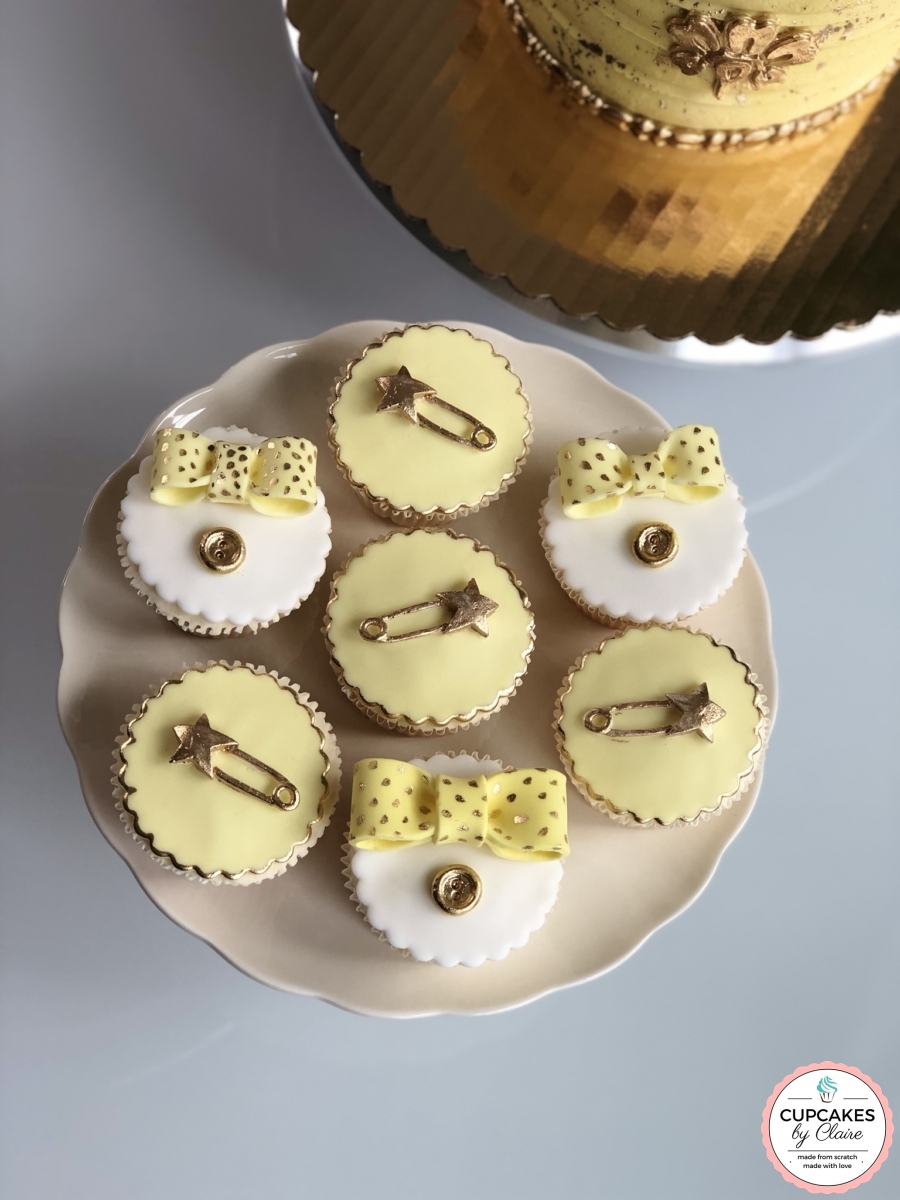 Gold and Yellow Baby Shower Cupcakes