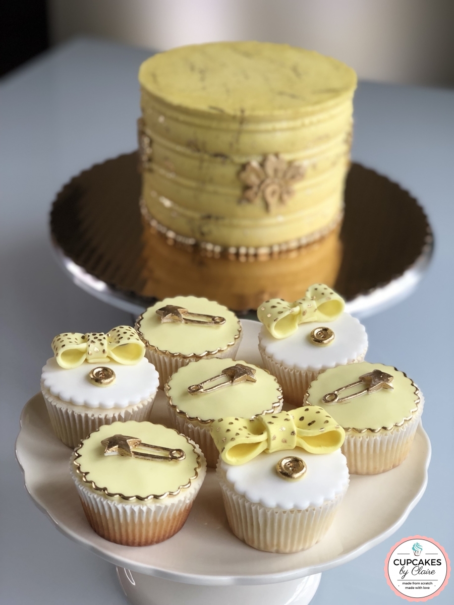 Gold and Yellow Baby Shower Cupcakes