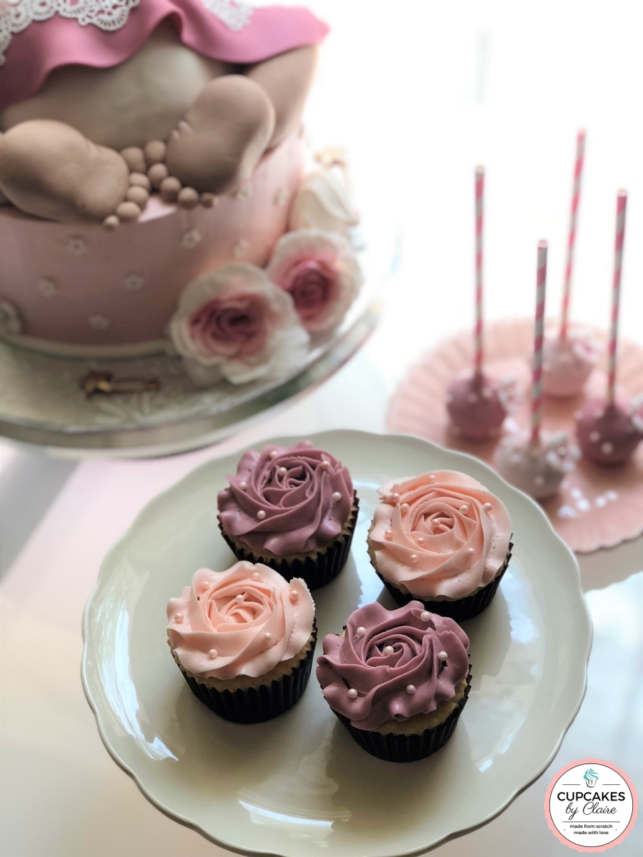 Pink Rosette Cupcakes