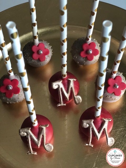 Red Monogram Cake Pops
