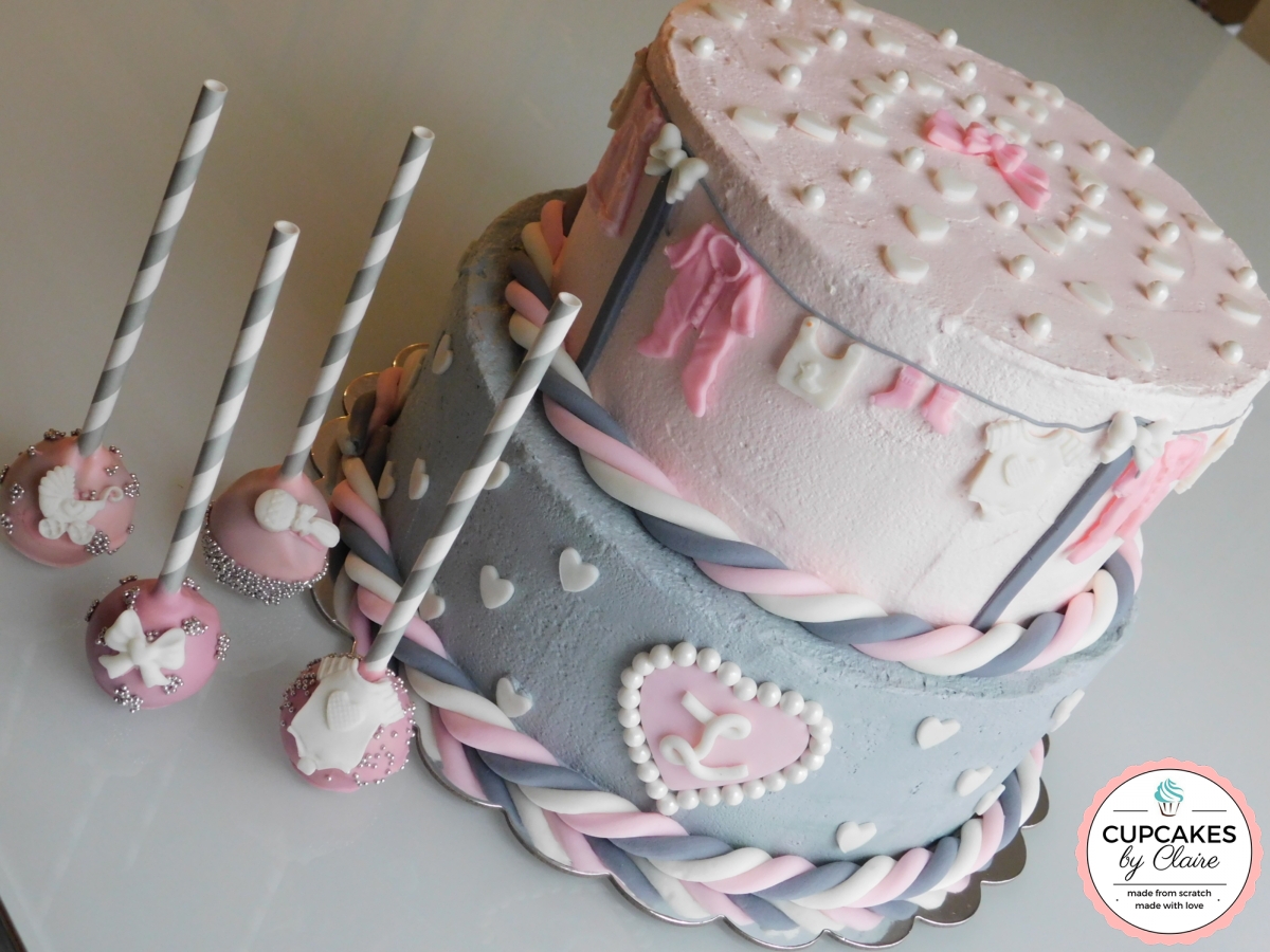 Baby Shower Cake with Cake Pops