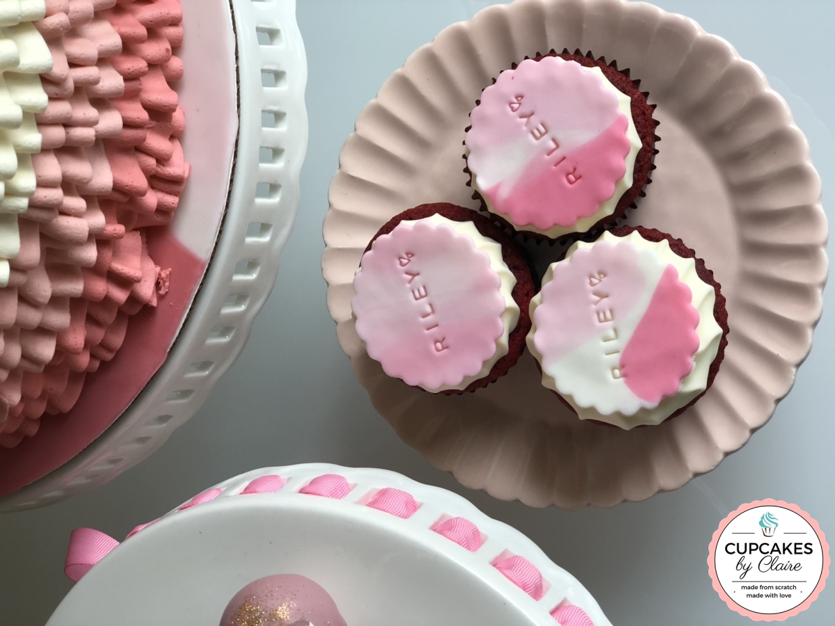 Pink Name Cupcakes