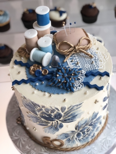 Blue Sewing Cake