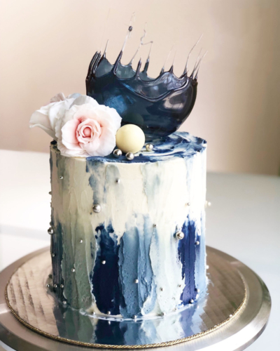 Blue Water Color Cake