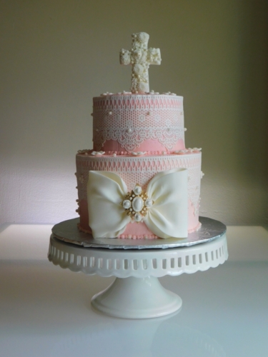 First Communion Cake Pink