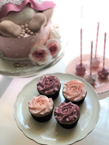 Pink Rosette Cupcakes