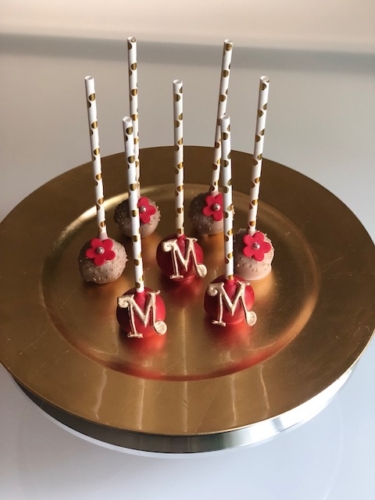Red Monogram Cake Pops
