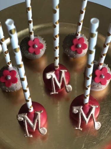 Red Monogram Cake Pops